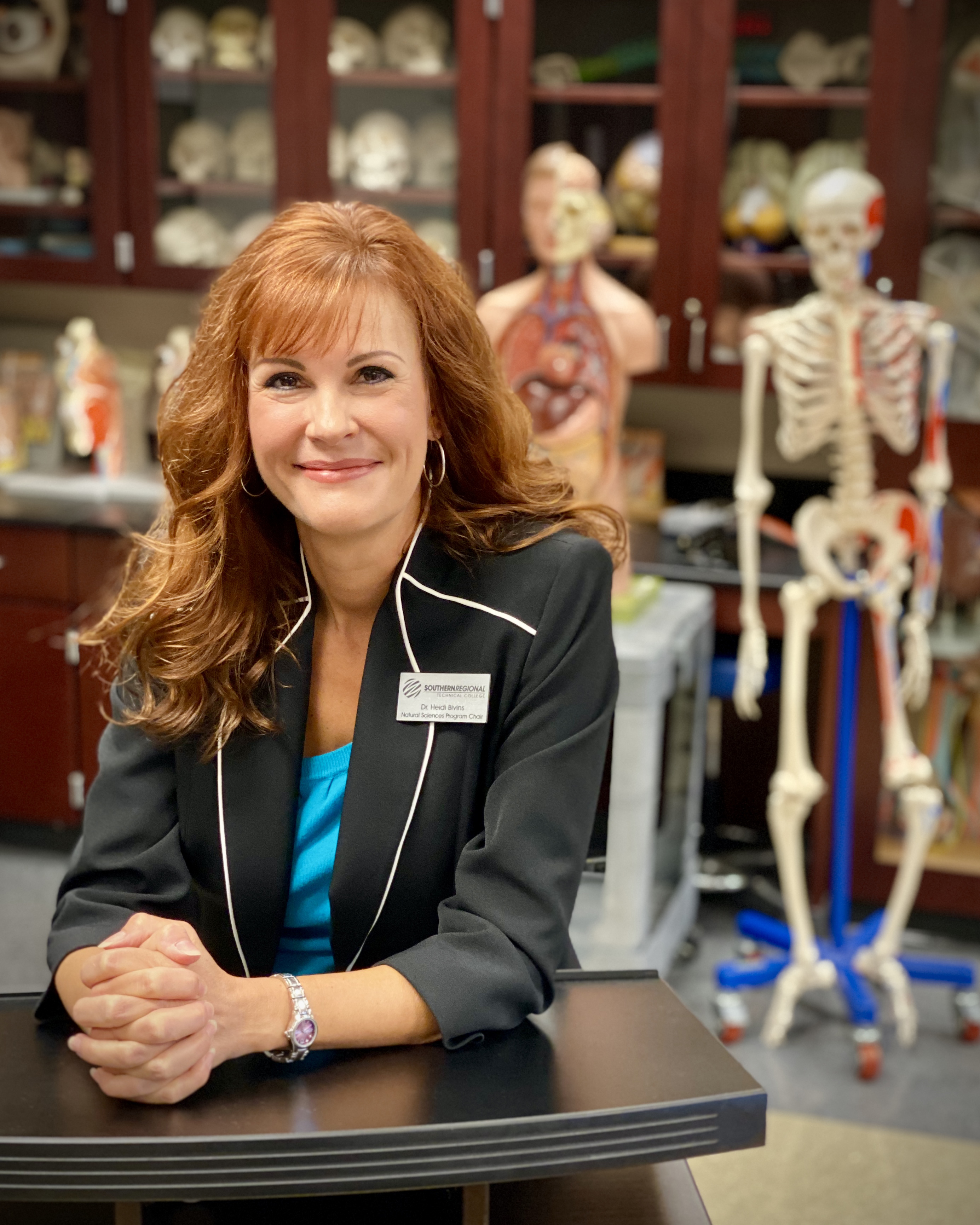 female professor in anatomy lab setting 